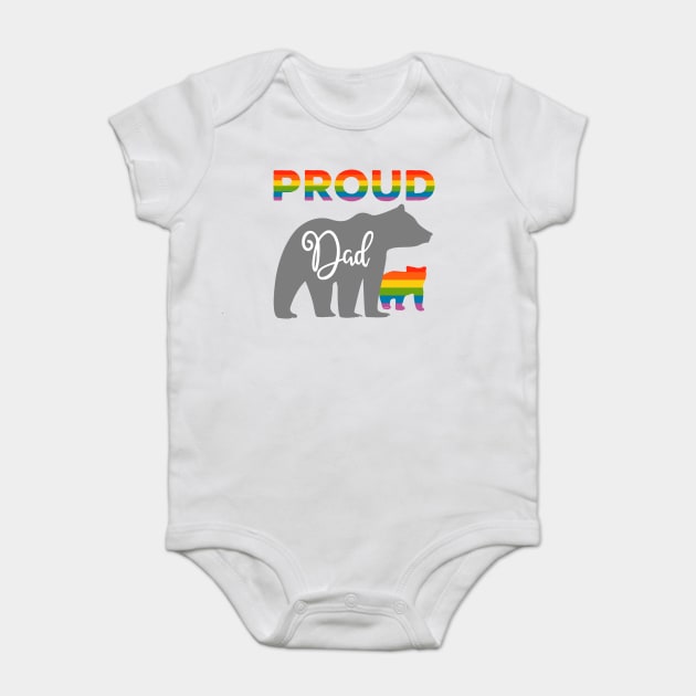 Rainbow Pride Flag Bear Proud Father and Gay Cub Baby Bodysuit by creative